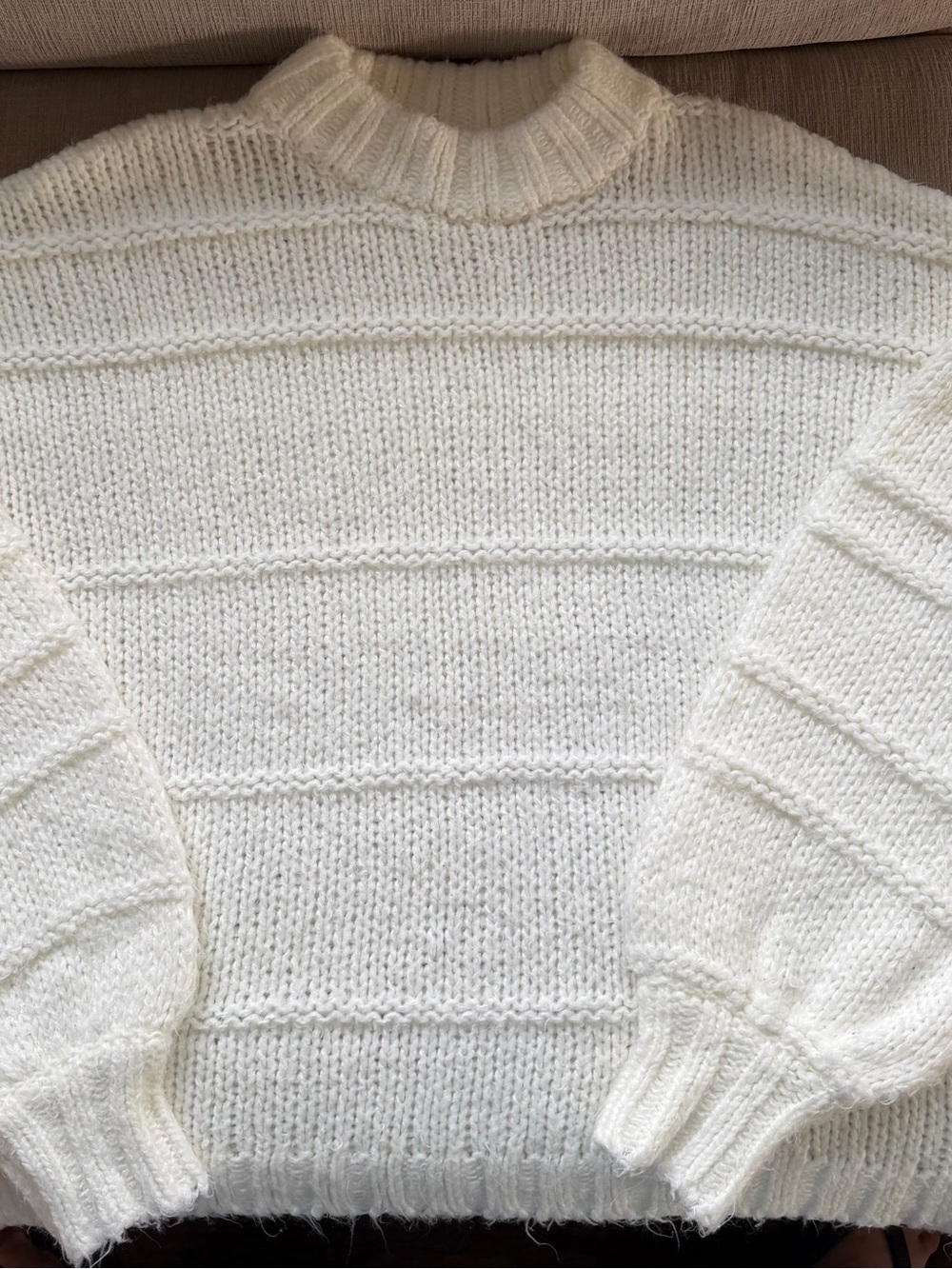 Urban Outfitters Cream Turtleneck Textured Knit Sweater